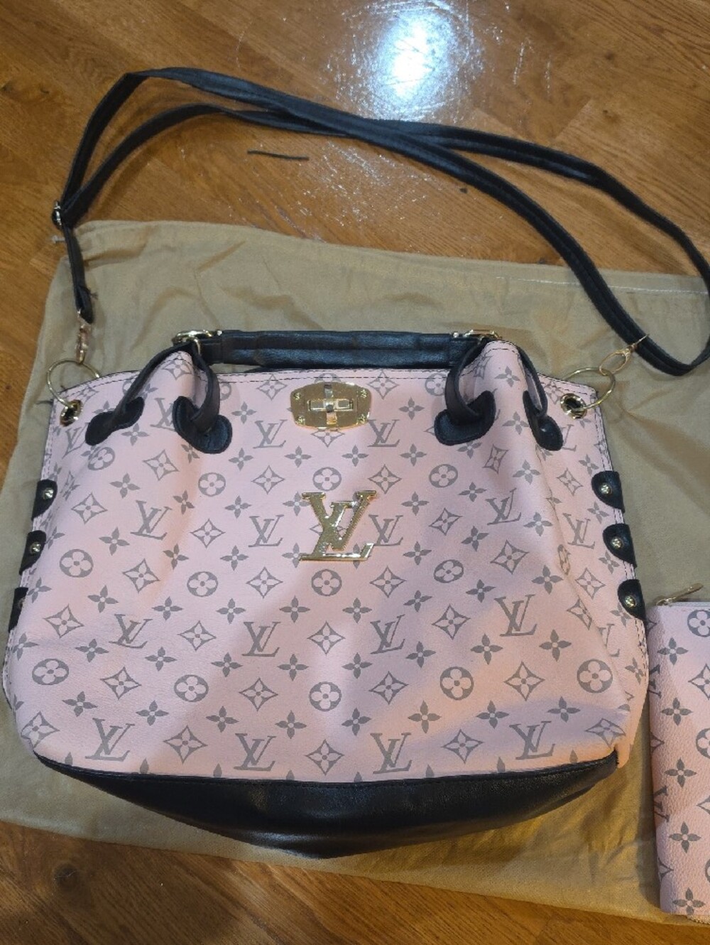 Pink Monogram Shoulder Tote with Matching Zip Wallet - Picture 2 of 12